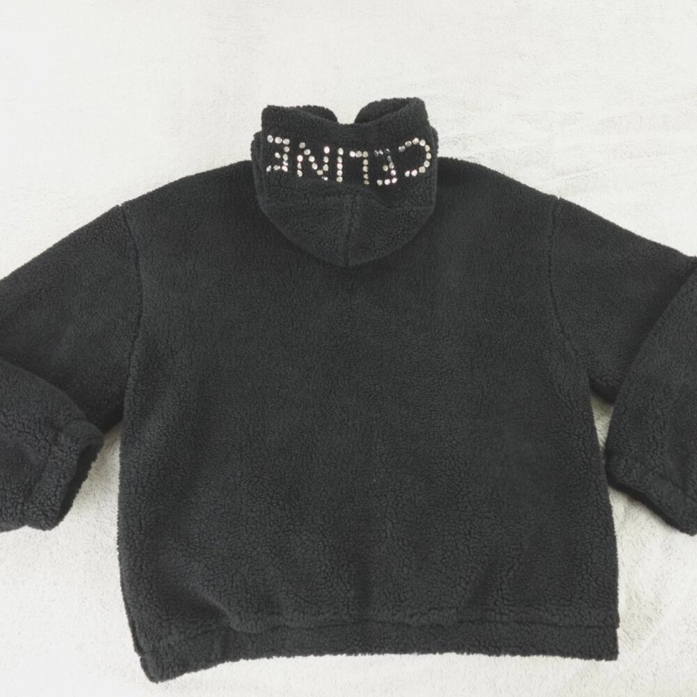 $2499 Authentic CELINE Made in ITALY Studded Logo Men's Black Hoodie Jacket Sz.L